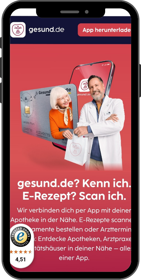 Smartphone mit Gesund.de Informationen